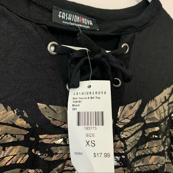 🧡3/$30 Fashion Nova Lace-up Metallic Wing Crop - Picture 6 of 9